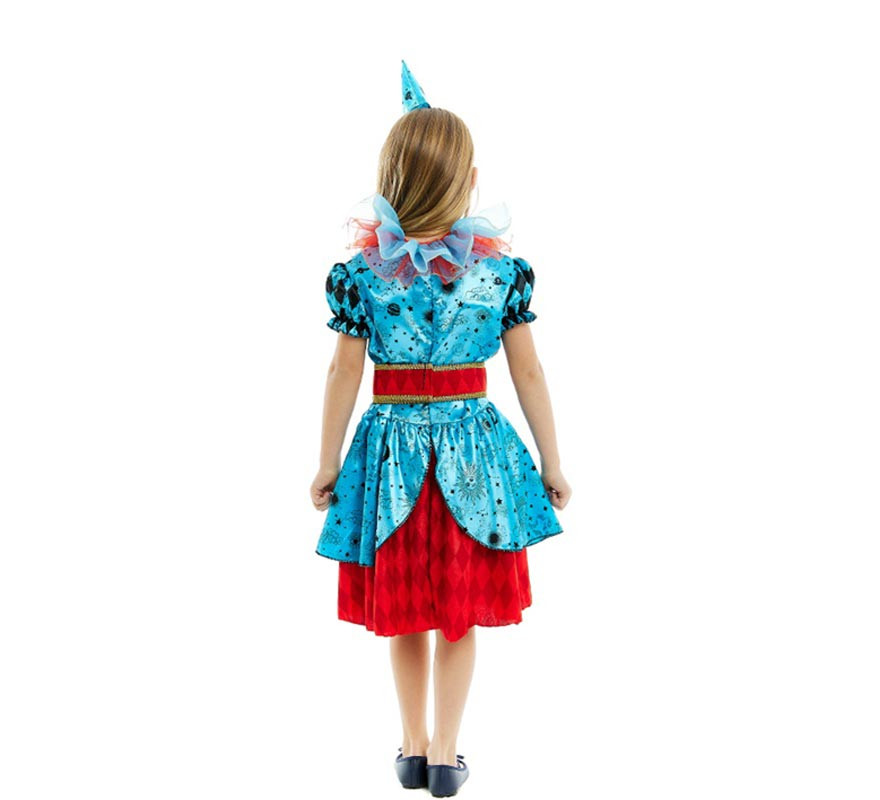 Blue and red maniac clown costume for girls and teenagers-B