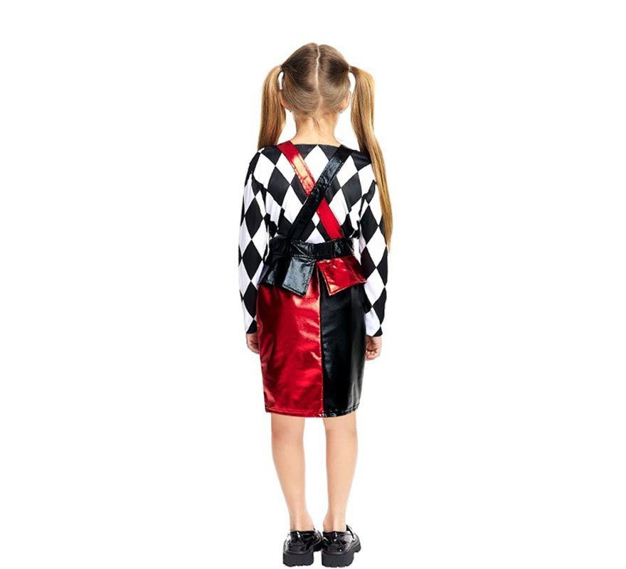 Black and red rhombus clown costume for girls and teenagers-B