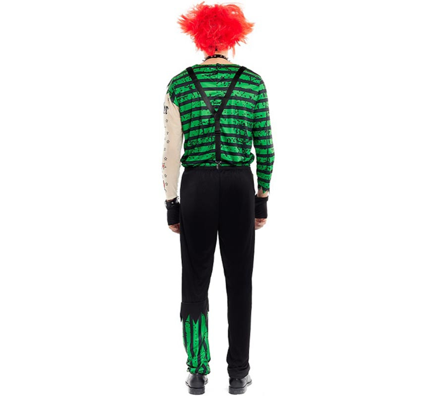 Green and black killer clown costume for men-B