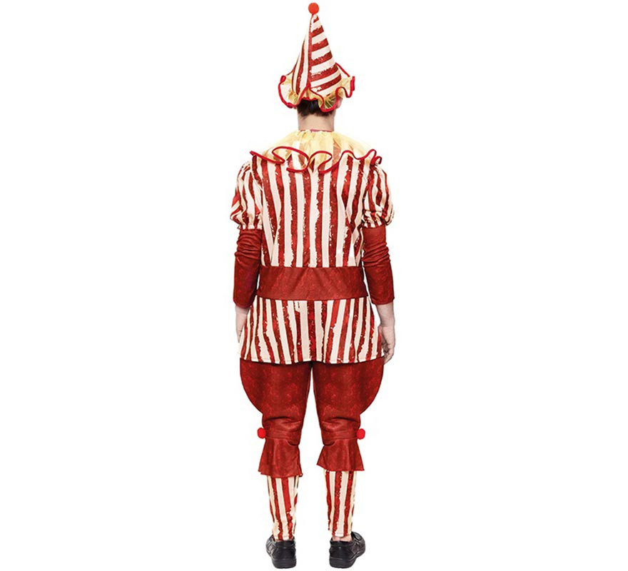 Costume da clown pazzo a strisce rosse per uomo-B