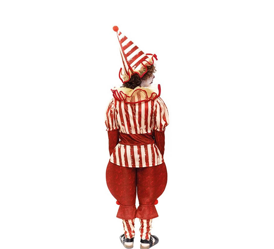 Costume da clown pazzo a strisce rosse per bambino-B