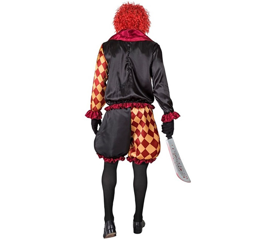 Men's Checkered Ghoul Clown Costume-B