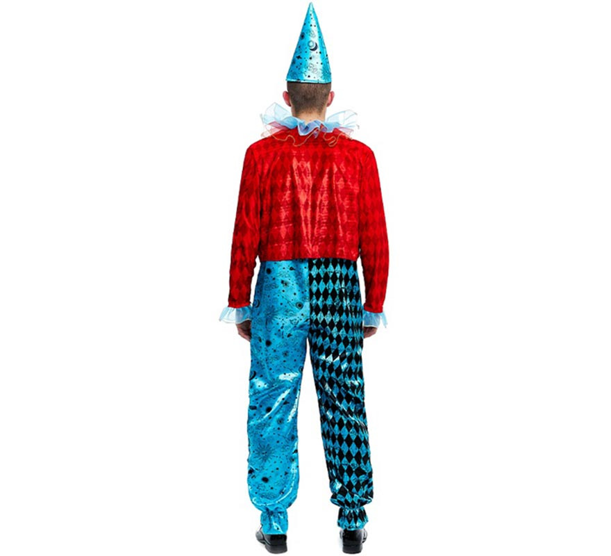 Blue and red maniac clown costume for men-B