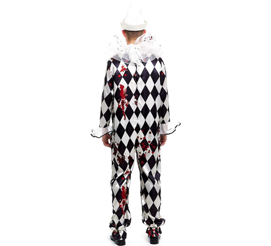 Costume da Clown Killer Pierrot con cappello per uomo-B