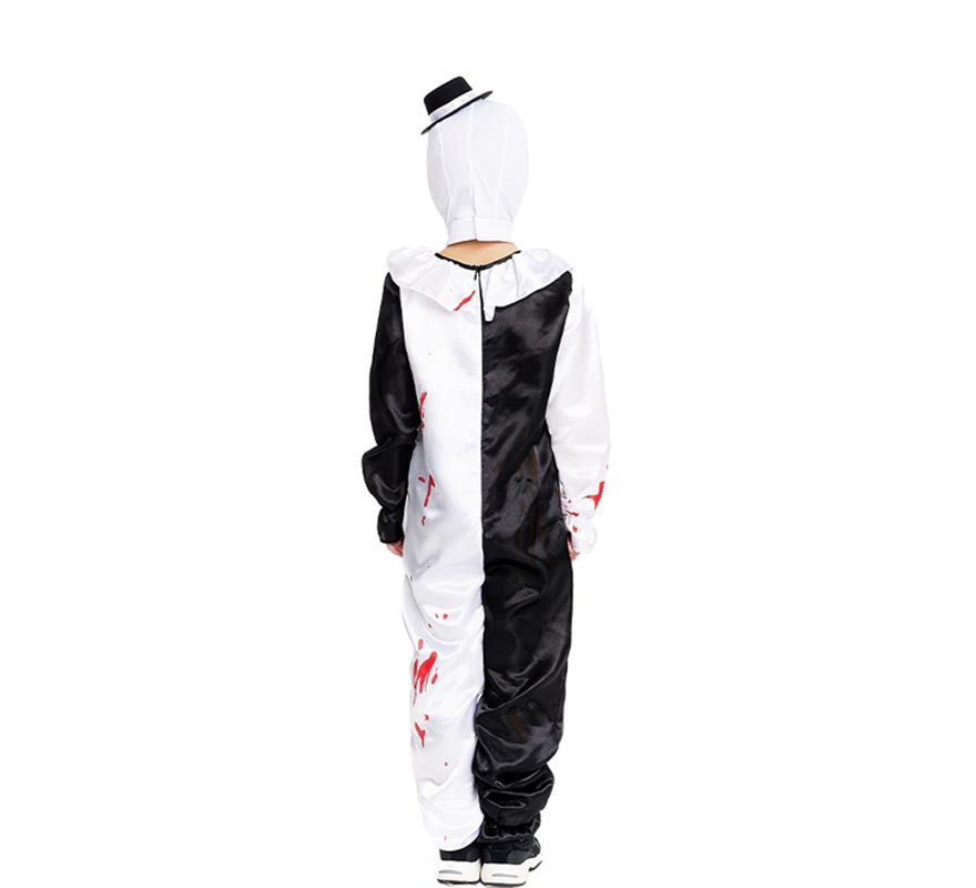 Costume da clown spaventoso in bianco e nero per bambini-B