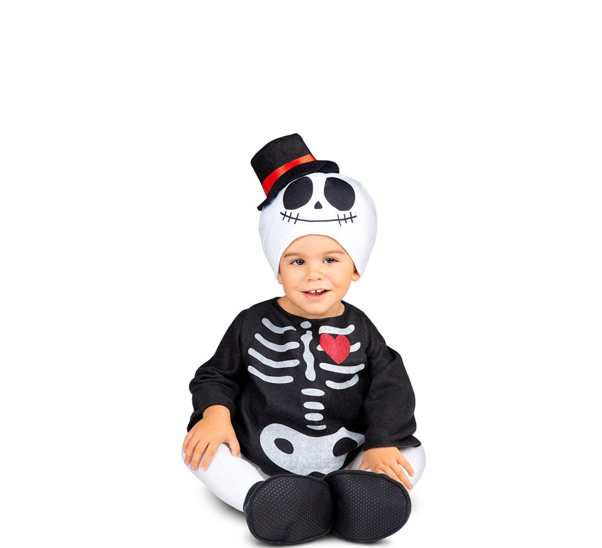 Disfraz de Pequeño Esqueleto con corazón para bebé y niños-B