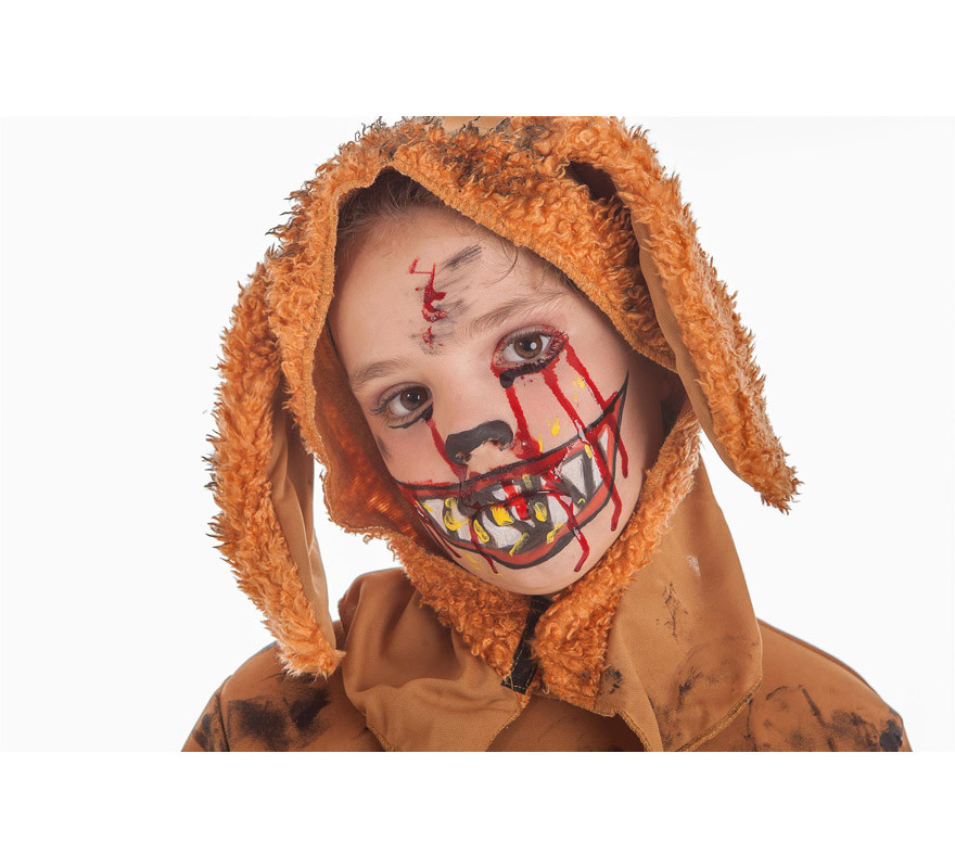 Costume da cucciolo di zombie con trucco di Halloween per bambino