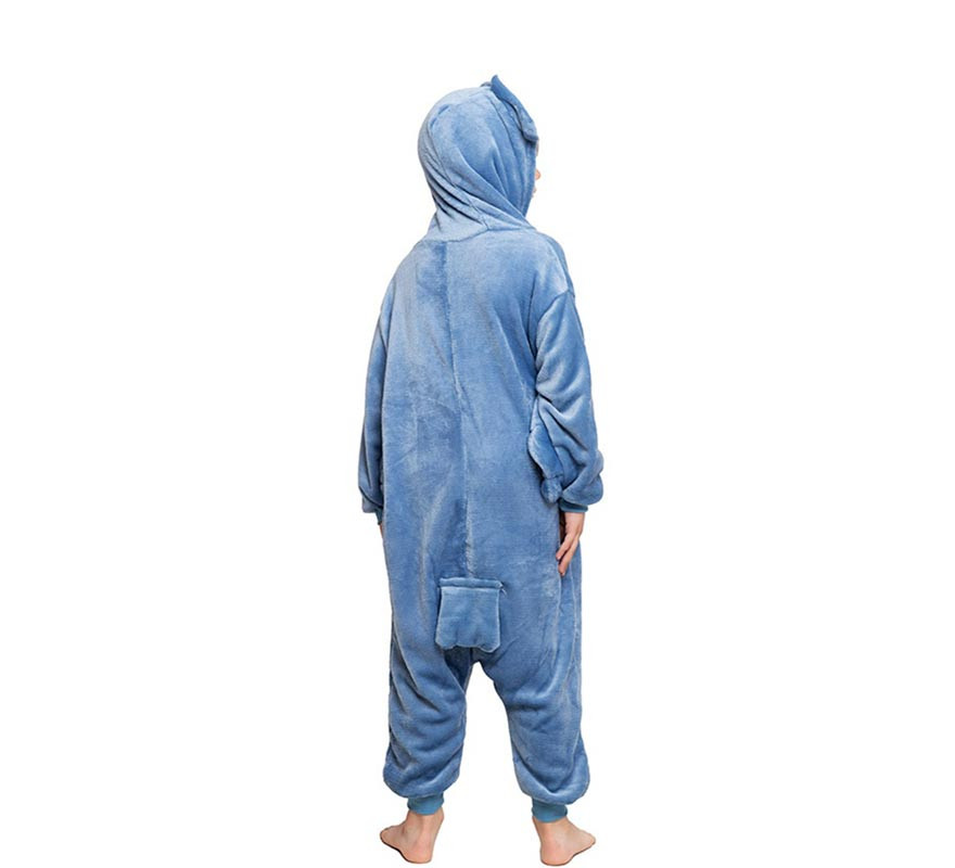 Fato de pijama de coruja azul com capuz para menino-B