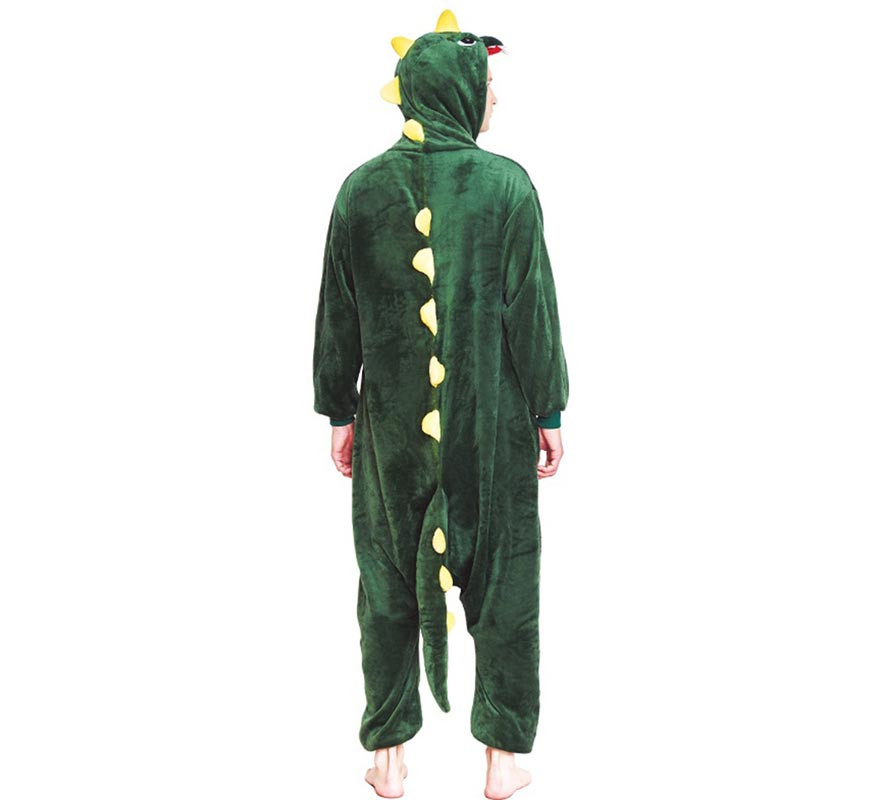 Fato de pijama de dinossauro verde e amarelo para homem-B