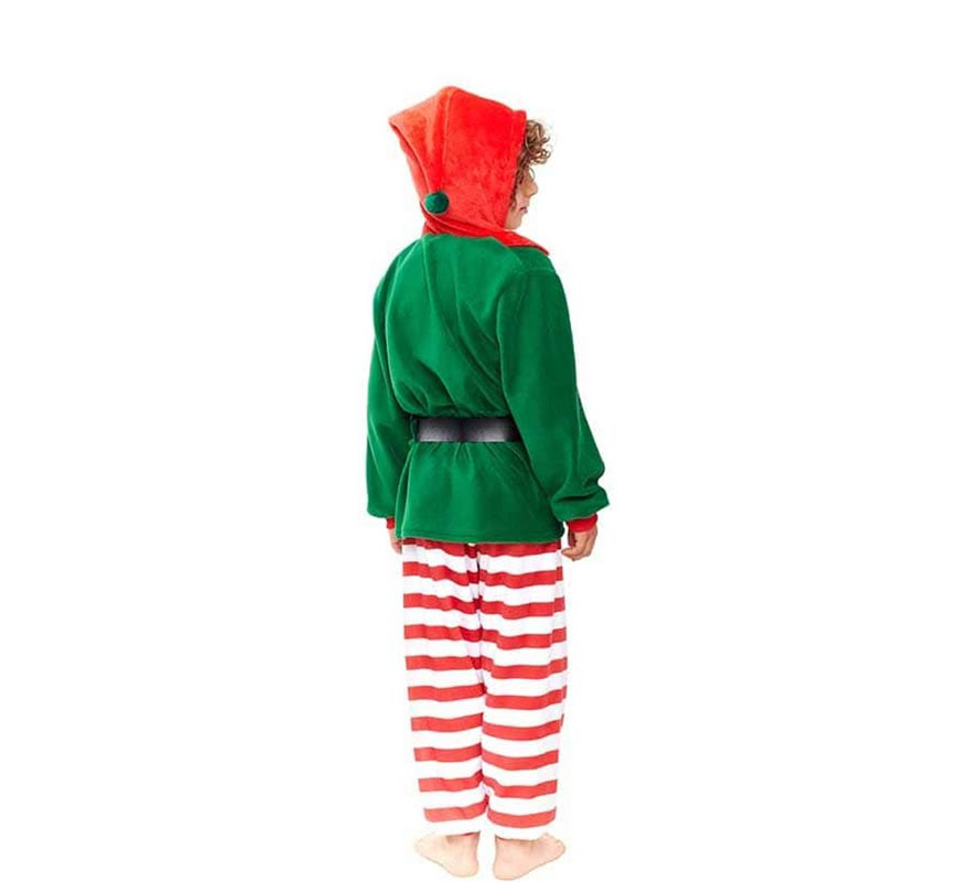 Grün gestreiftes Elfen-Pyjama-Kostüm für Jungen-B