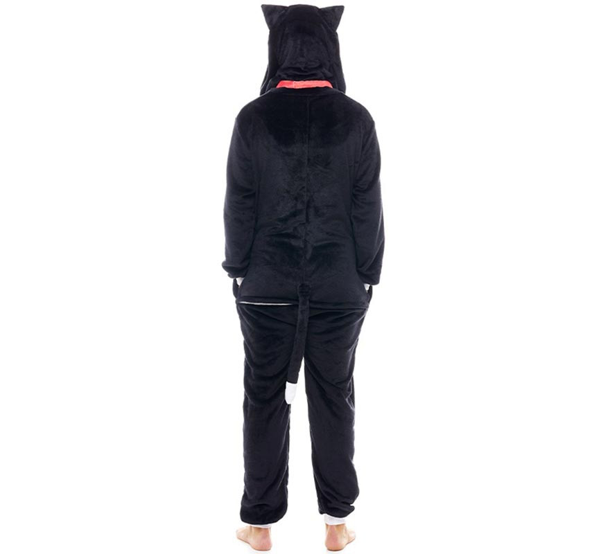 Black cat with bell pajama costume for adults-B