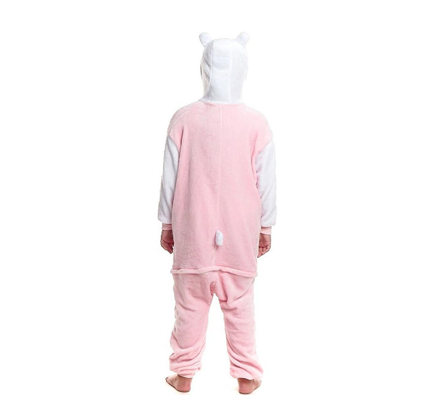 Rosafarbenes Katzen-Pyjama-Kostüm mit Kapuze für Mädchen-B
