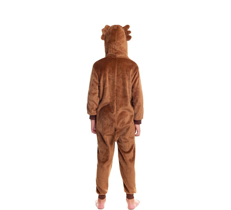 Braunes Wolf-Pyjama-Kostüm mit Kapuze für Jungen-B