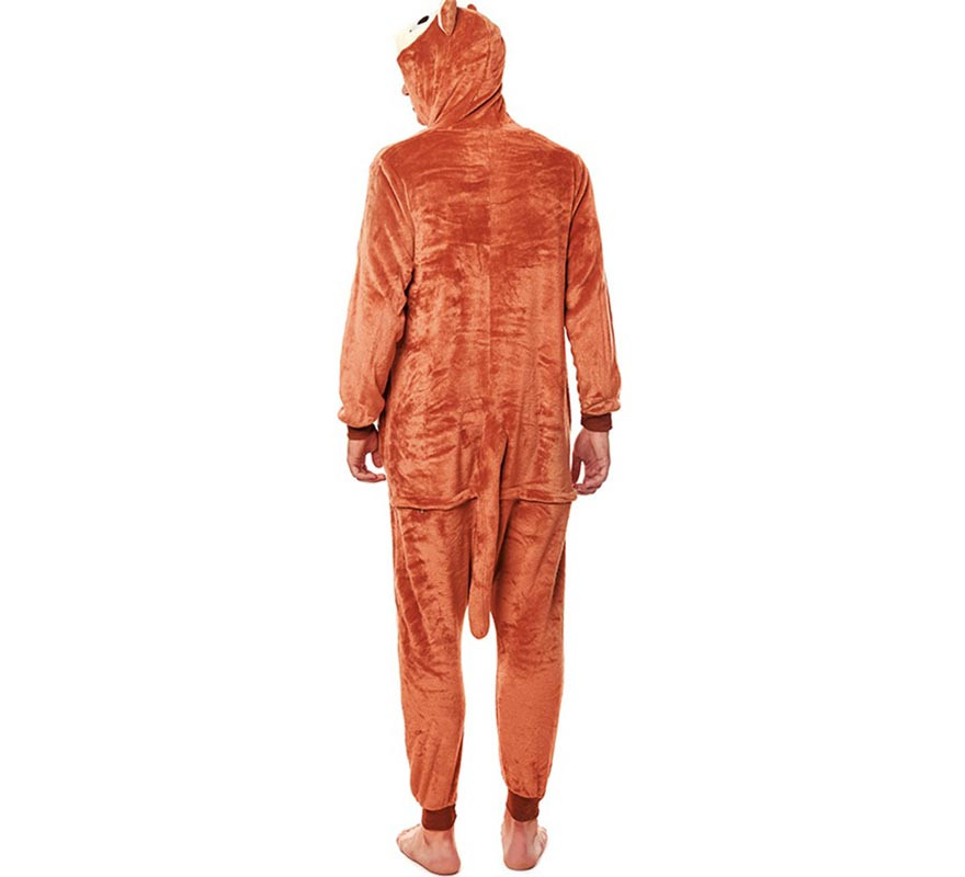 Braunes Affen-Pyjama-Kostüm mit Ohren für Herren-B