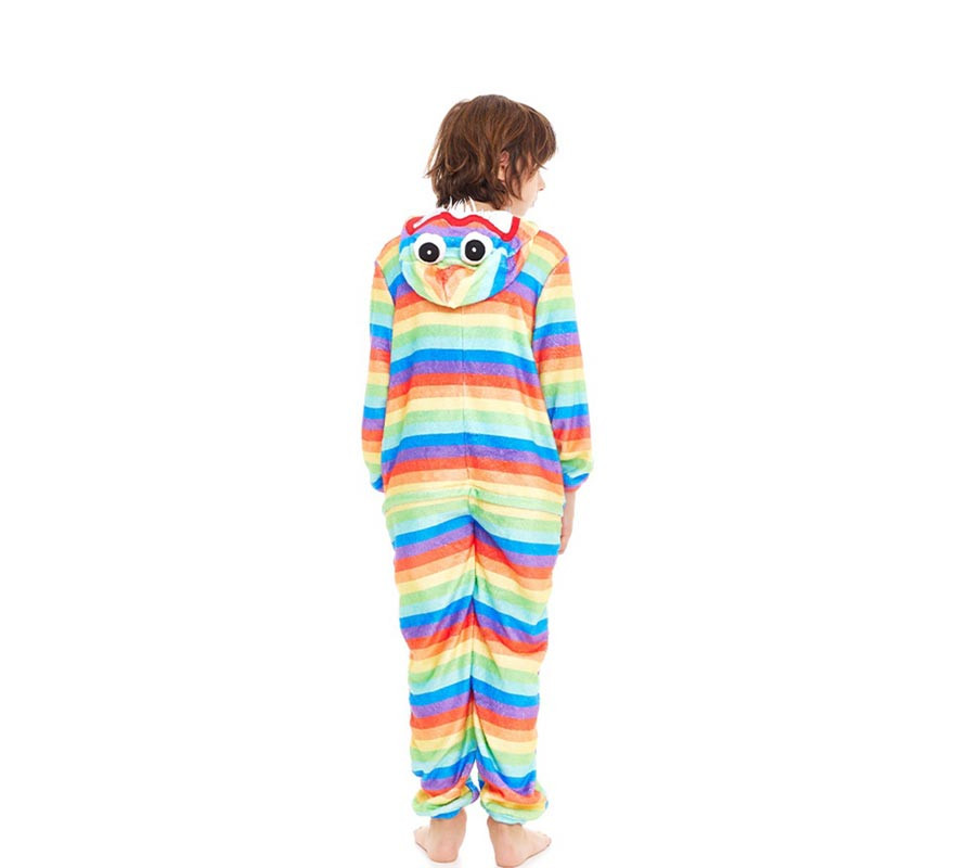 Déguisement pyjama monstre arc-en-ciel à capuche pour garçon-B