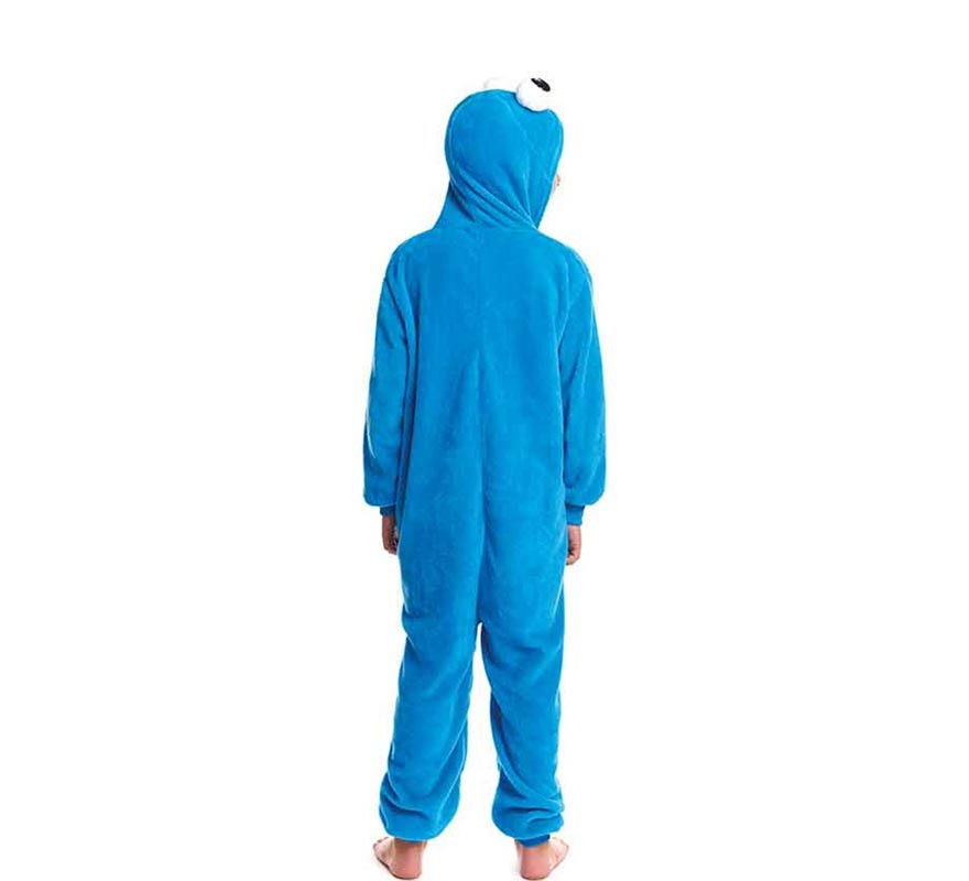 Fato de pijama de monstro azul com capuz para menino-B