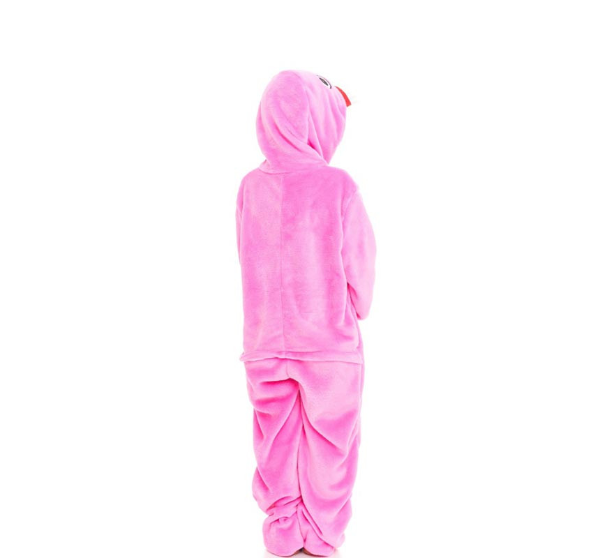 Costume pigiama rosa da mostro con cappuccio per ragazza-B