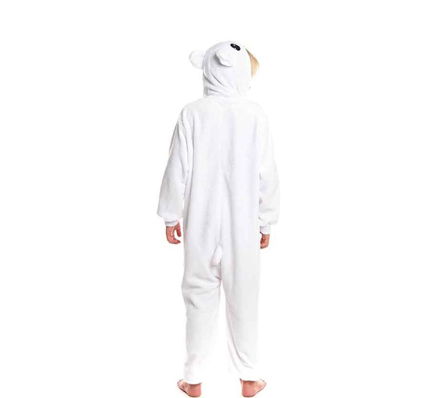 Fato de pijama de urso branco com capuz para menino-B