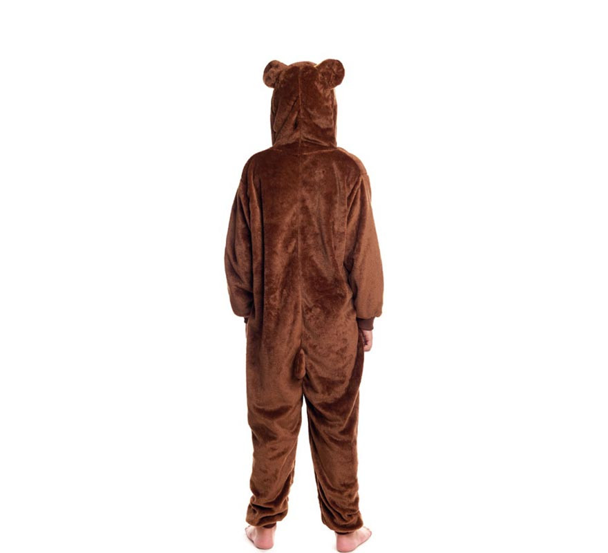 Braunbär-Pyjama-Kostüm mit Kapuze für Jungen-B