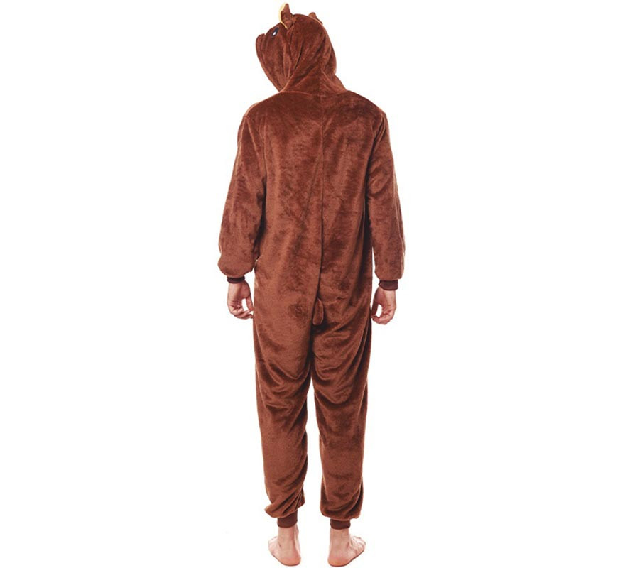 Costume pigiama da orso bruno scuro da uomo-B