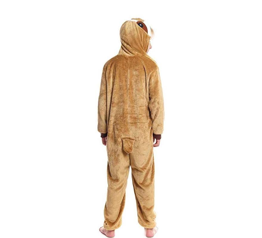 Costume pigiama da bradipo marrone con cappuccio per ragazzo-B