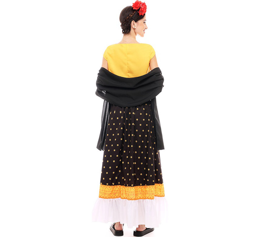 Disfraz de Pintora Mexicana amarillo y negro para mujer