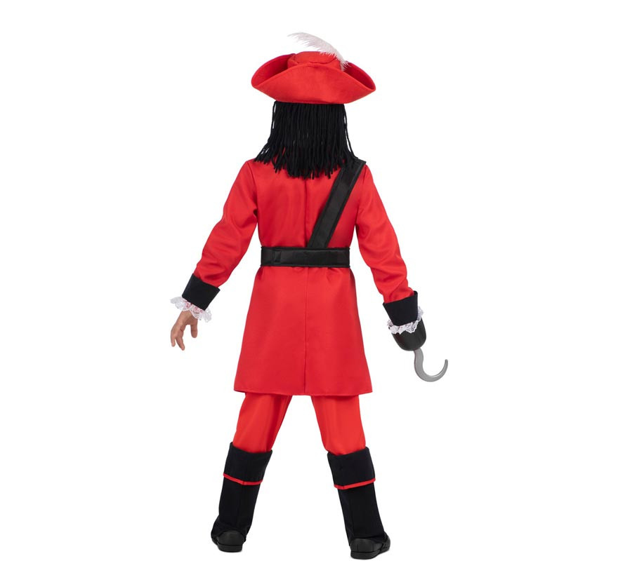 Red Hook Pirate Costume with Hat and Wig for Kids-B