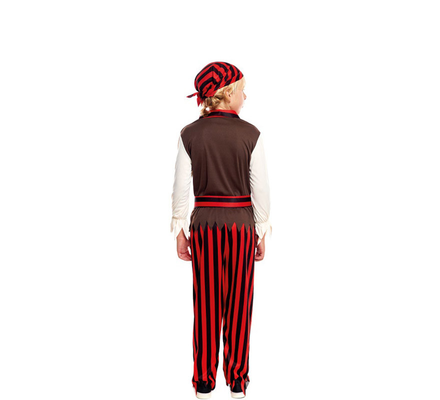 Disfraz de Pirata rojo a rayas para niño-B