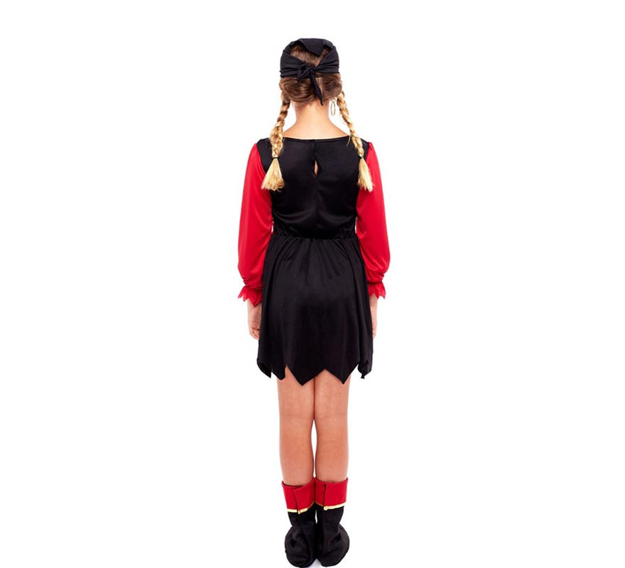 Costume da pirata vestito nero e rosso per bambina-B
