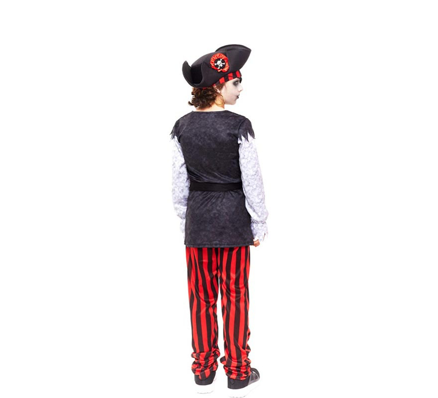 Disfraz de Pirata Zombie blanco a rayas para niño-B