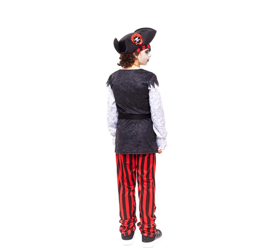 White Striped Zombie Pirate Costume for Boys-B