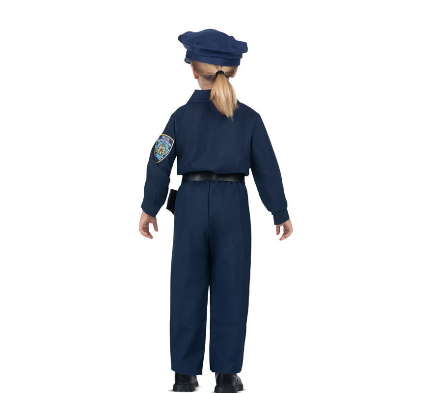 Fato de polícia azul com cinto para menina-B