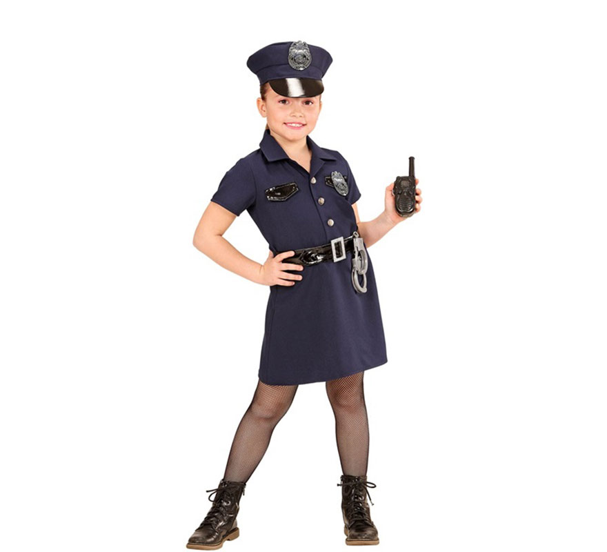 Police Officer Costume with Handcuffs for Girls-B