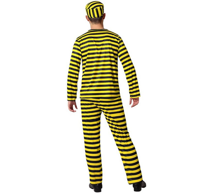 Yellow striped prisoner costume for men-B