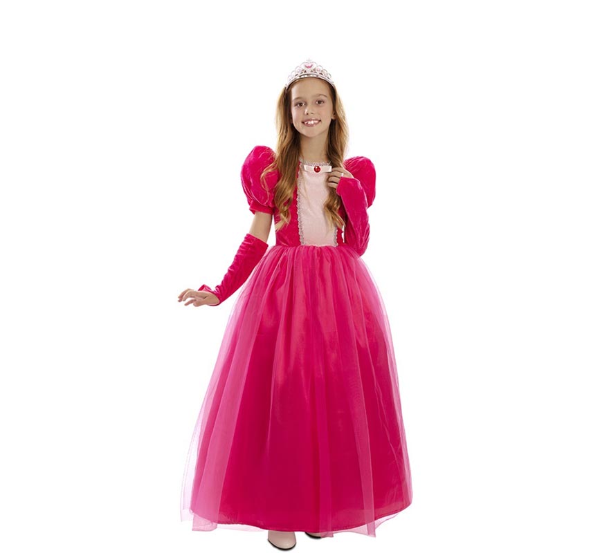 Fato de princesa rosa de conto de fadas para meninas-B