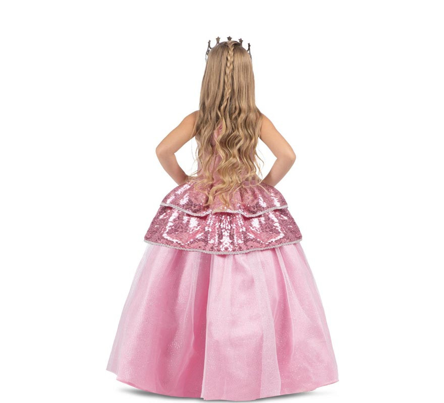 Fato de Princesa Linda Rosa com Anágua para Menina-B