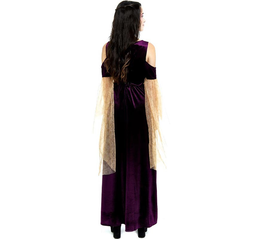 Costume da principessa medievale viola a maniche lunghe per donna-B