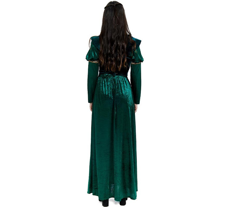 Disfraz de reina medieval verde mujer