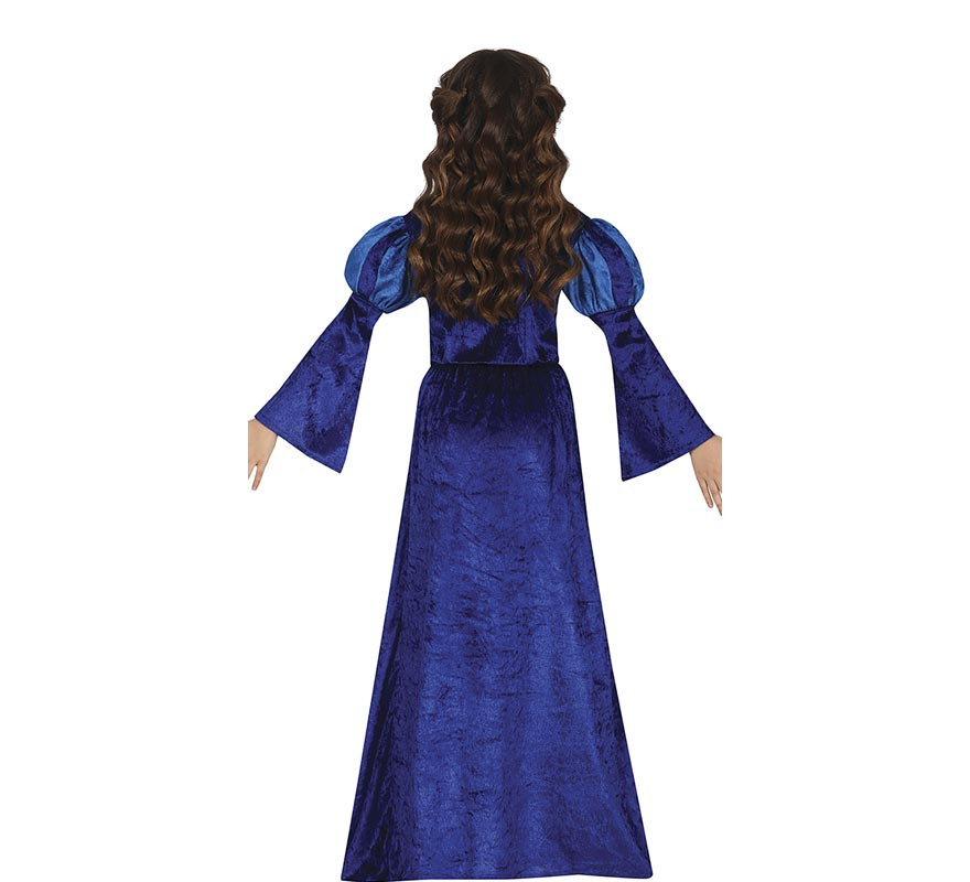 Blaues mittelalterliches Prinzessinnen- oder Adligenkostüm für Mädchen-B