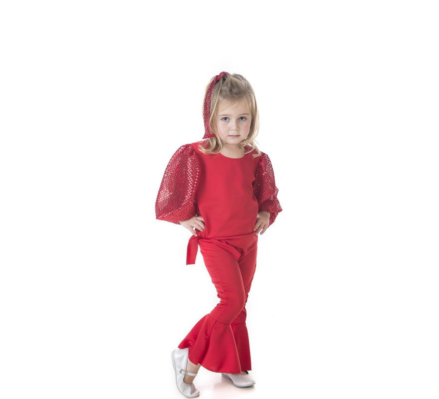 Costume Raffaella Carrà rosso per bambina-B