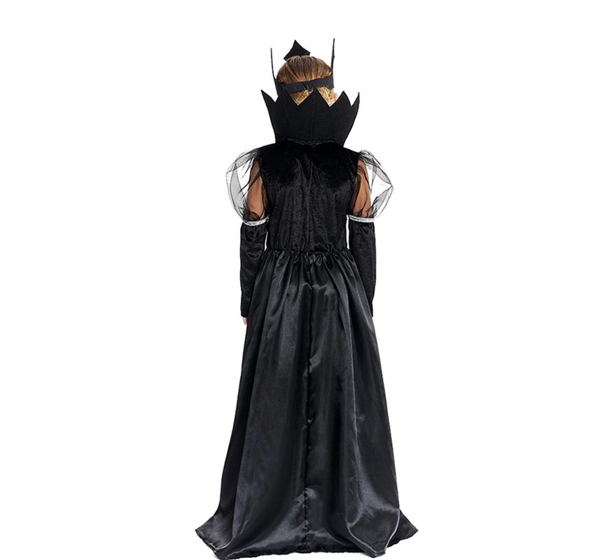 Dark Skull Queen Costume with Crown for Girls and Teens-B