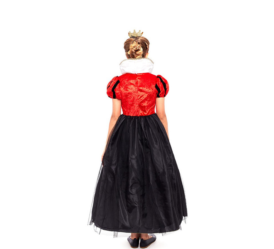 Rot-schwarzes Herzkönigin-Kostüm für Mädchen-B