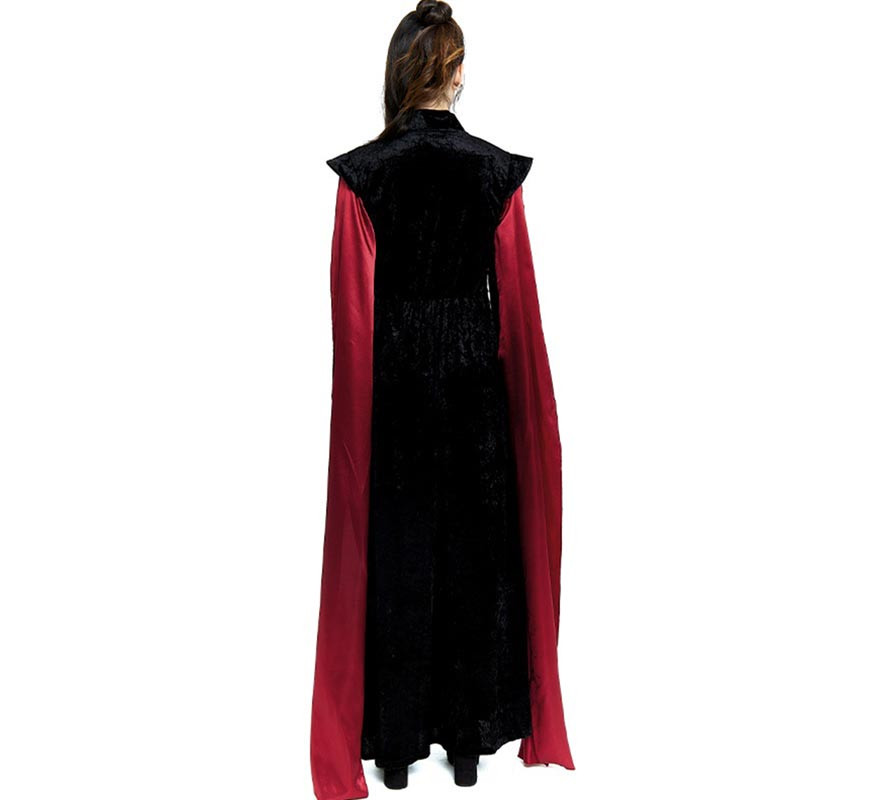 Disfraz de Reina Dragón negro con mangas rojas para mujer-B