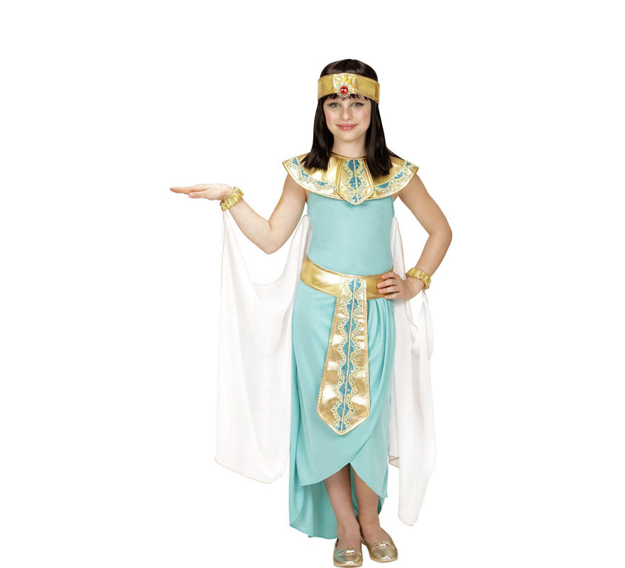 Disfraz de Reina Egipcia Azul y Dorado para niña-B