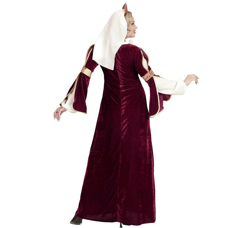 Costume da regina medievale bordeaux per donna-B