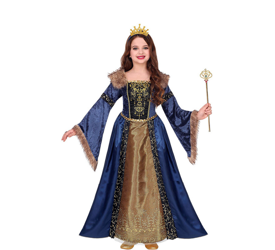 Costume lungo da regina medievale per bambina-B
