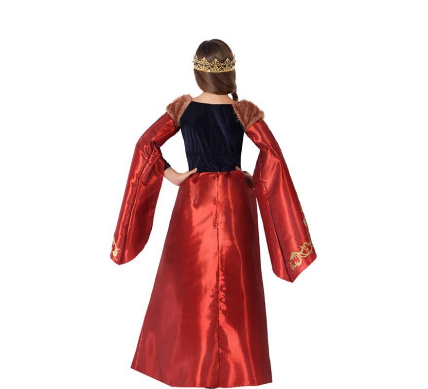 Costume da regina medievale rossa per bambina-B