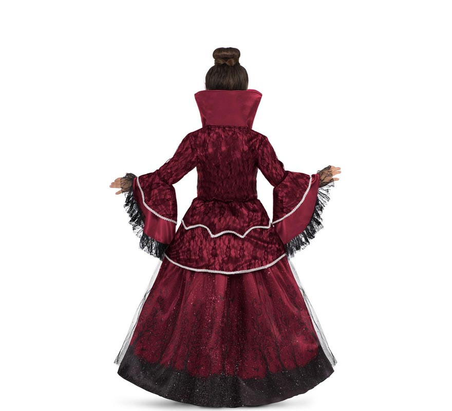 Costume da Regina Vampira Borgogna con sottoveste per bambina-B