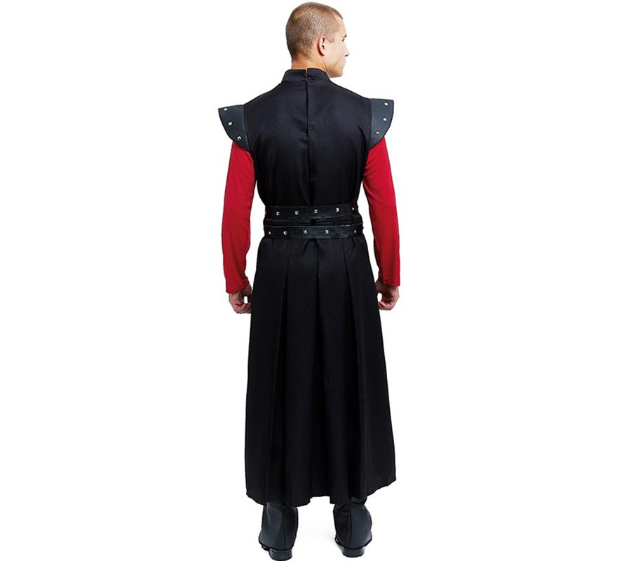 Costume de roi médiéval noir avec clous pour homme-B