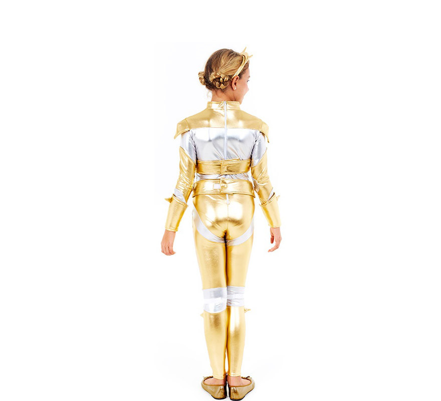 Disfraz de Robot Woman Estelar Dorado para niña-B